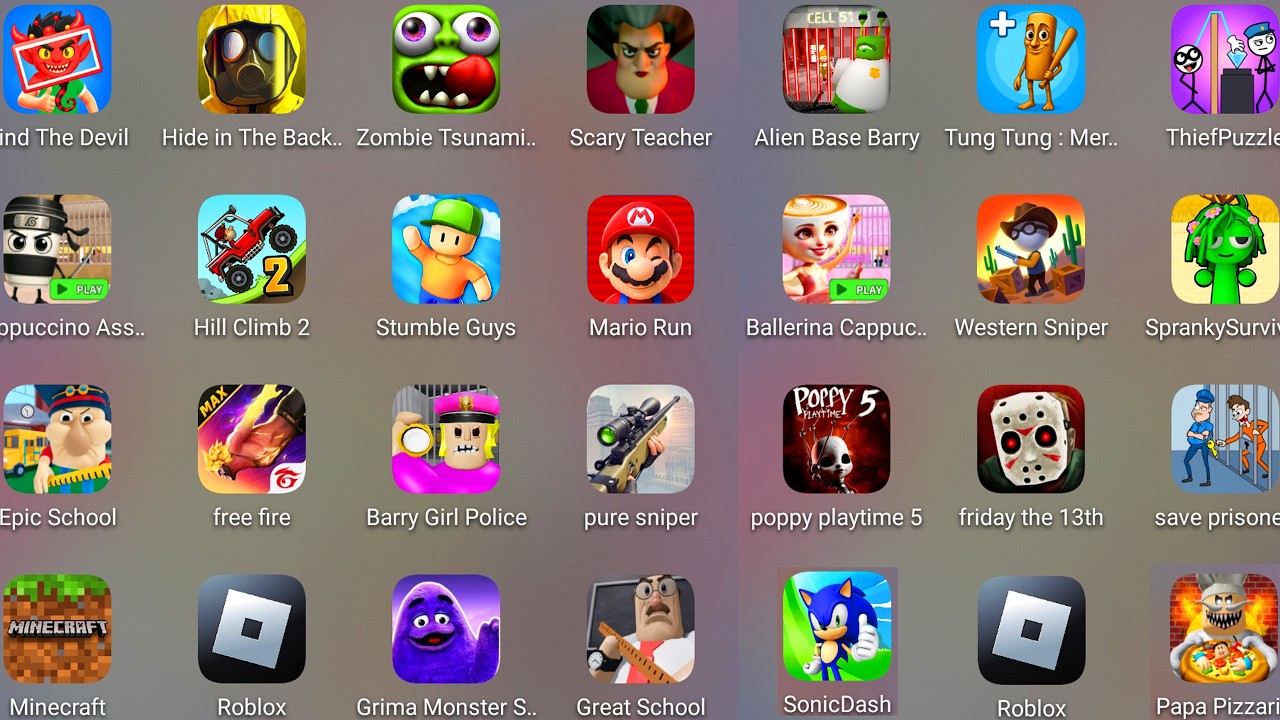 Minecraft,Roblox,Hill Climb 2,Free Fire,Spranky Survival,Poppy Playtime Chapter 5,Poppy Playtime 4..