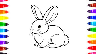 Let's Color Rabbit 🐰 Easy and Simple Drawing and coloring for preschool kids and toddlers 