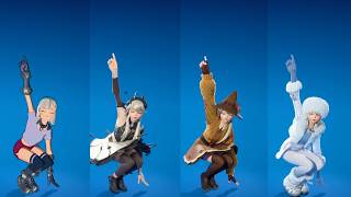 COMË N GO emote with Lexa, Princess Lexa, Lexa Hexbringer, and Alpine Lexa