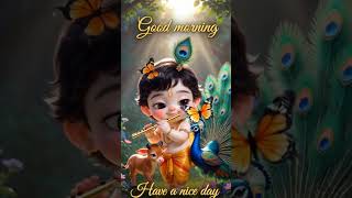 Baal Krishna Says Good Morning ☀️ Radhe Radhe 🌼 | Cute Devotional Video