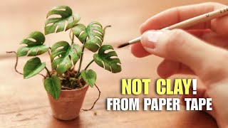 NOT CLAY! Realistic Mini Monstera Plant Made from Paper Tape 🪴