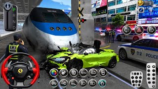 🇺🇸 Train Vs Luxurious🔥Sports Car Crash 💥 || 3D driving class 2 || Police Hijack 😭 #trending Gameplay screenshot 2