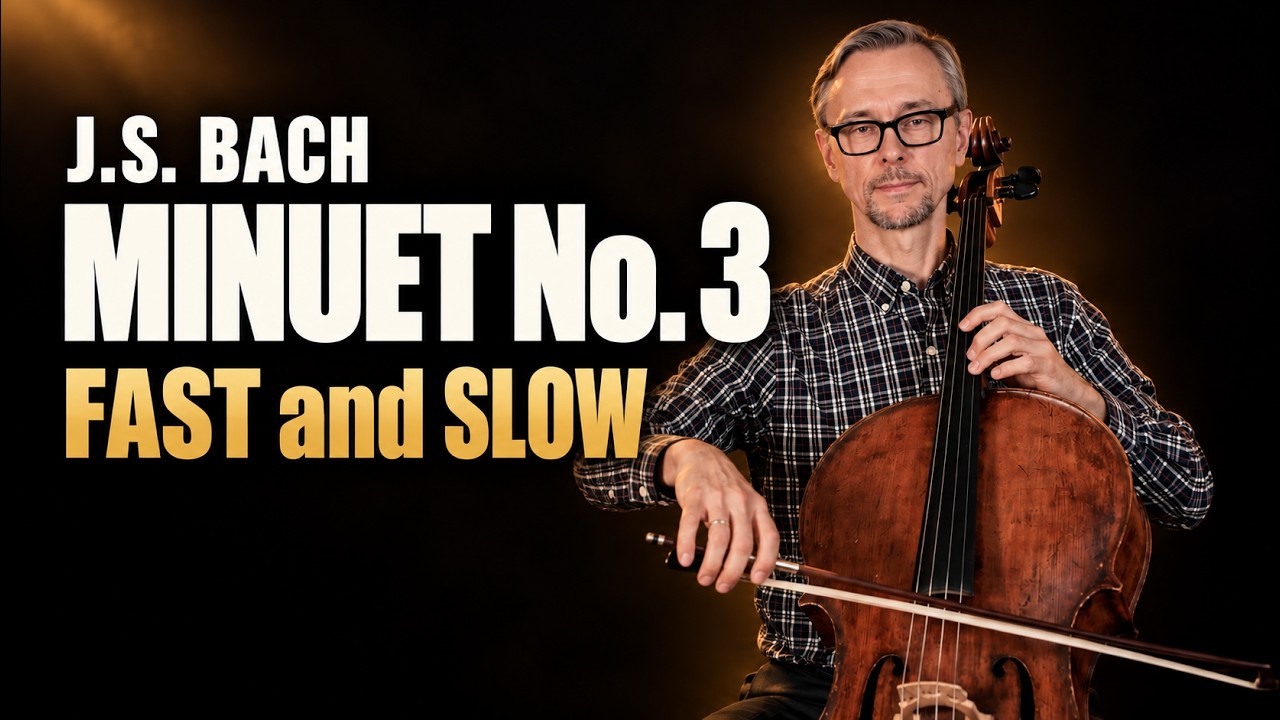 Bach Minuet No. 3 | Suzuki Cello Book 3 | Fast and Slow Practice Tempo