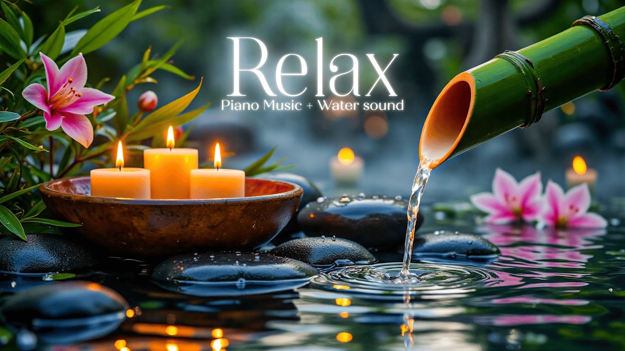 Успокойте свой разум 🌿 Расслабляющая фортепианная музыка и звуки бамбуковой воды для снятия стрес...