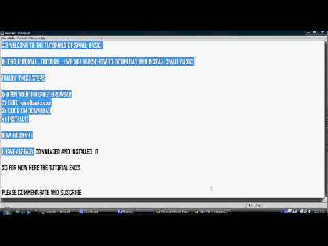 Small Basic Tutorials : 1 , Download and Install Small Basic
