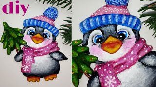 картинка: МК Пингвин - Магнит из ваты без каркаса  / Ватная игрушка / DIY Cotton Penguin