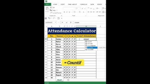 Excel Attendance Sheet with COUNTIF Function | Automatic Present & Absent Sheet  #ExcelTricks #Viral