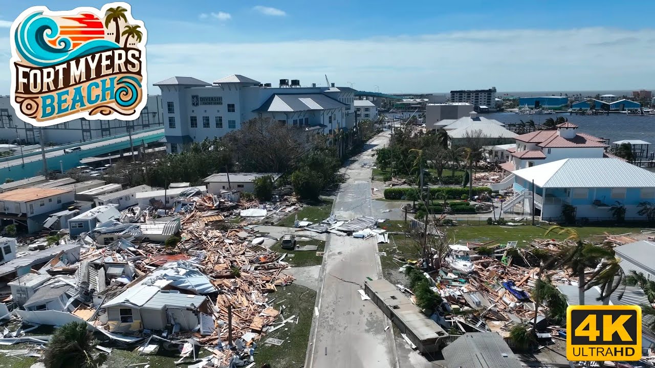 Aerial footage of Fort Myers Beach after Hurricane Ian - YouTube