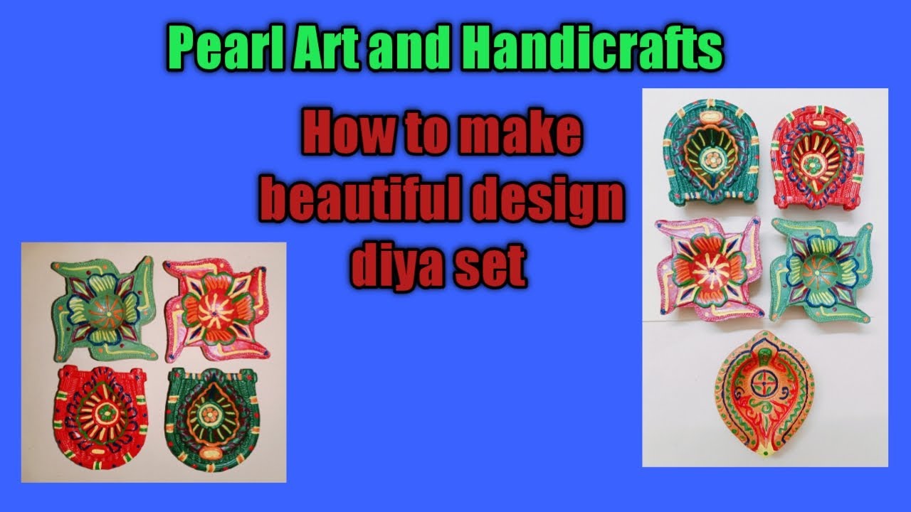 How to make Beautiful design diya set - YouTube