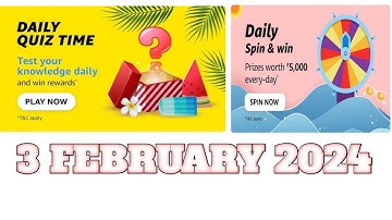 Funzone Amazon All Quiz Answers Today |3 February 2024 | @dailyquiztime #amazonfunzon