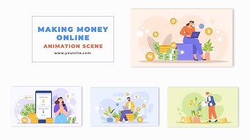Smart Online Income Generation Flat Character Animation Scene After Effects Template