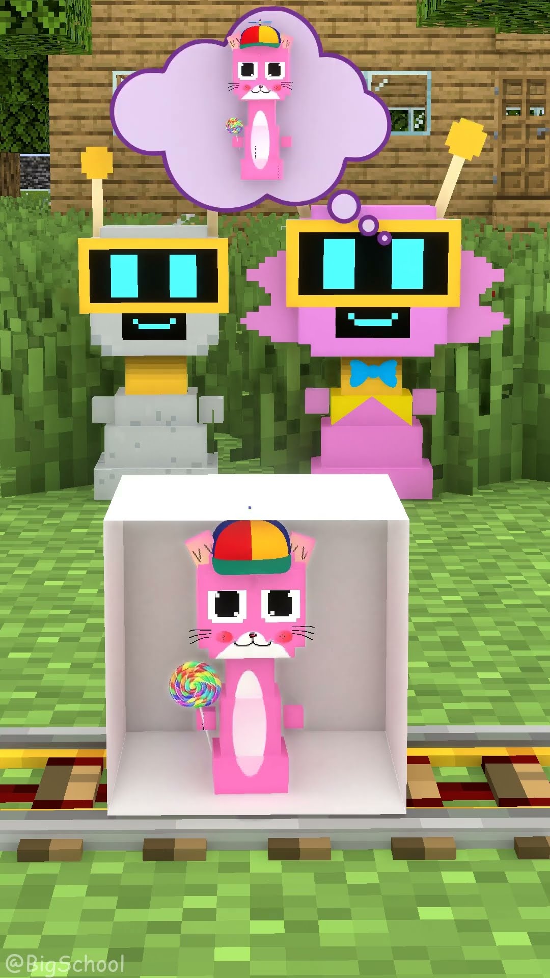 When Fun Bot and Pink Bot guess the character in the box ?