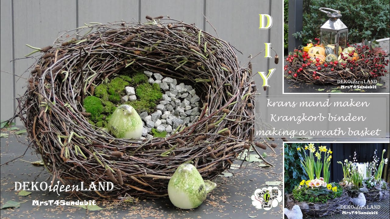 DIY KranzKorb binden mit Zweigen schnell & einfach I Frühlings/ Herbst/ Weihnachtsdeko DekoideenLand