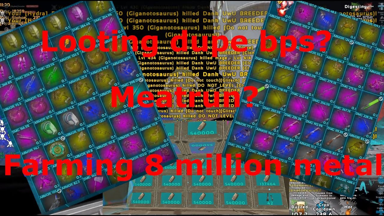 Ark Official PvP | Hydra | Looting dupe BPs ? |meskrushing gen2 base | meatrun !!