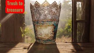 Trash to Treasure: Plastic cachepot to vintage decor !