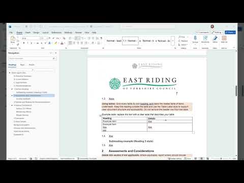 Document template guidance