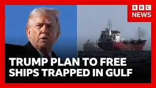 Trump says US will free ships stranded in strait of Hormuz | BBC News
