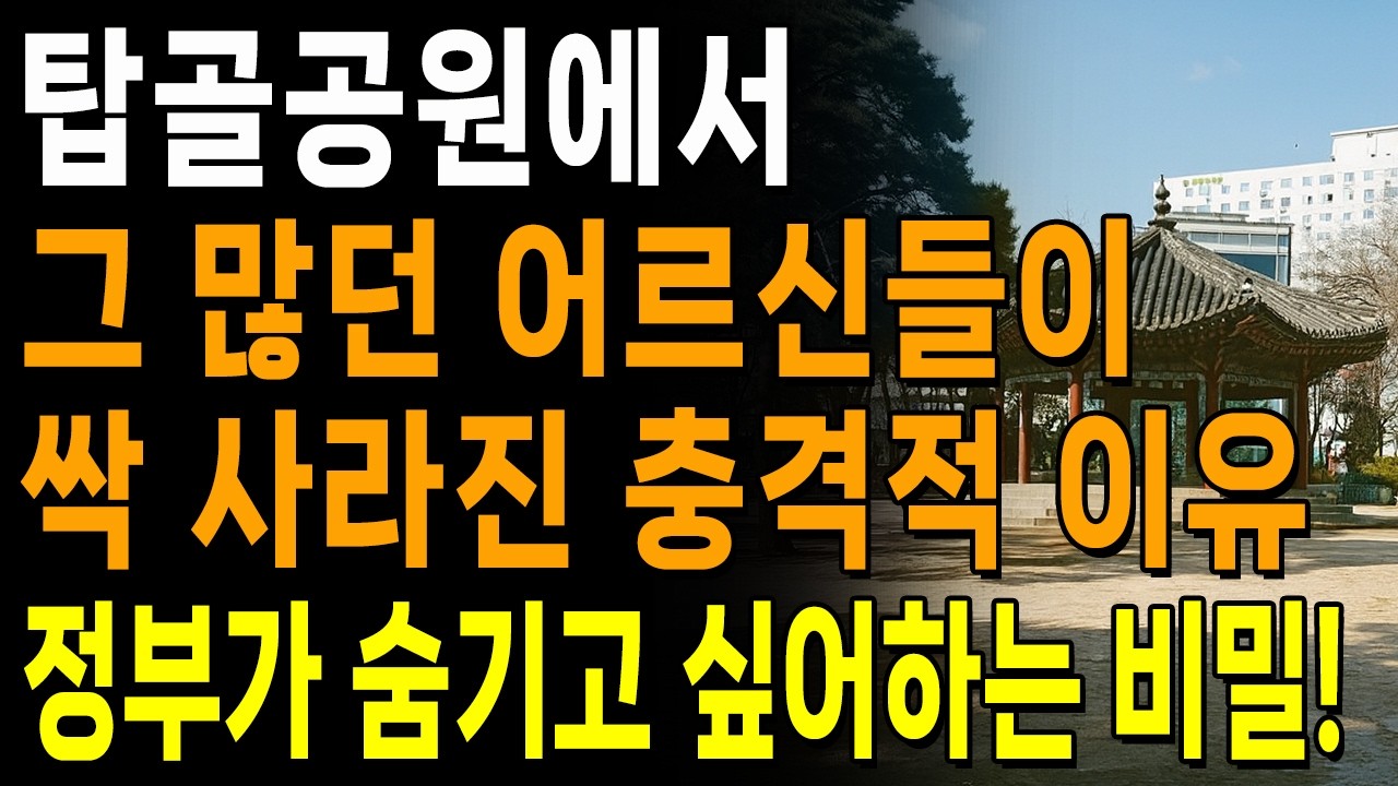 탑골공원에서 그 많던 노인들이 사라진 충격적인 이유!  | 노후준비 | 인생 | 명언 | 마음 | 행복