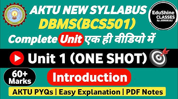 Database Management System Unit 1 One shot BCS501 | Introduction| DBMS Unit 1 One shot BCS501|rrsimt