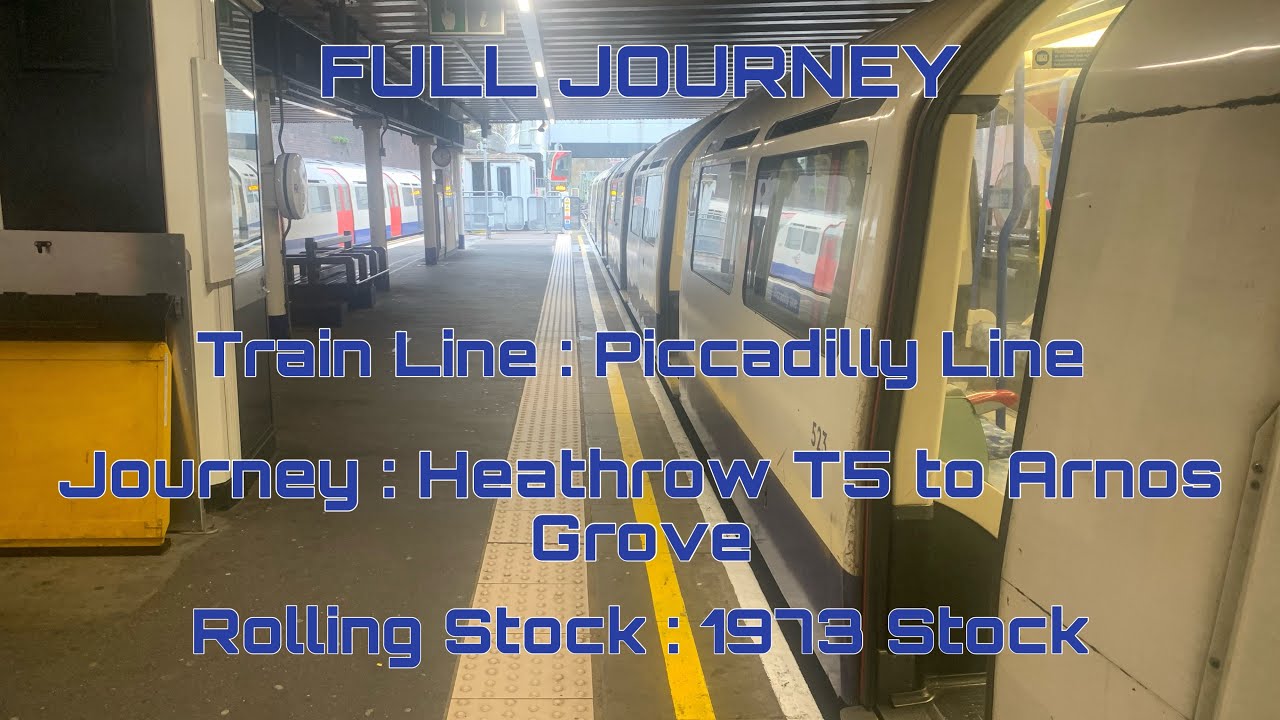 Piccadilly Line from Heathrow T5 to Arnos Grove | Full Journey