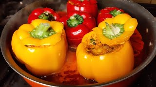 how to make delicious stuffed bell peppers with beef and rice | easy recipe