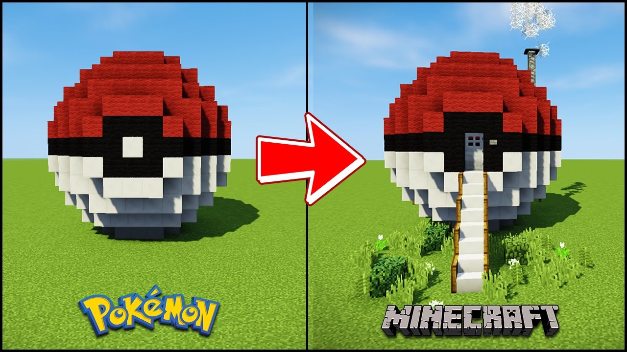 Transforming a Minecraft Pokeball into a House - YouTube.