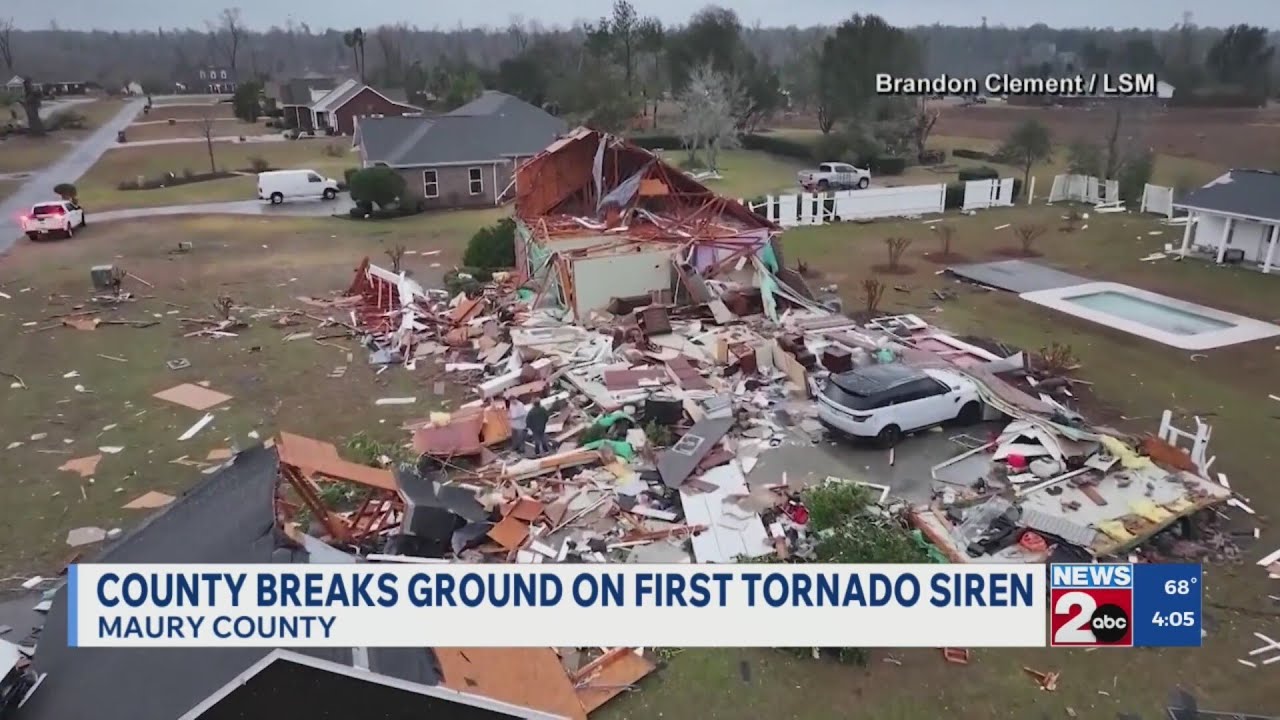 Ground broken on tornado siren in Maury County - YouTube