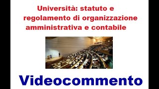 Università: statuto e regolamento di organizzazione amministrativa e contabile (12\/01\/2020)