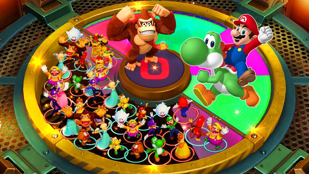 Super Mario Party Minigames - Mario vs Yoshi vs Wario vs Donkey Kong