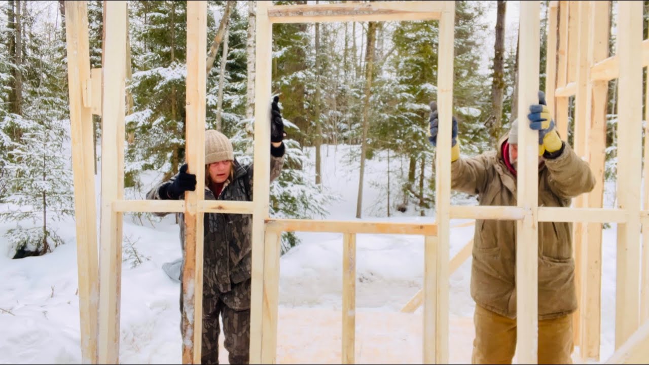 Building Our Cabin in the Woods #part3 #offgridcabin #winter 