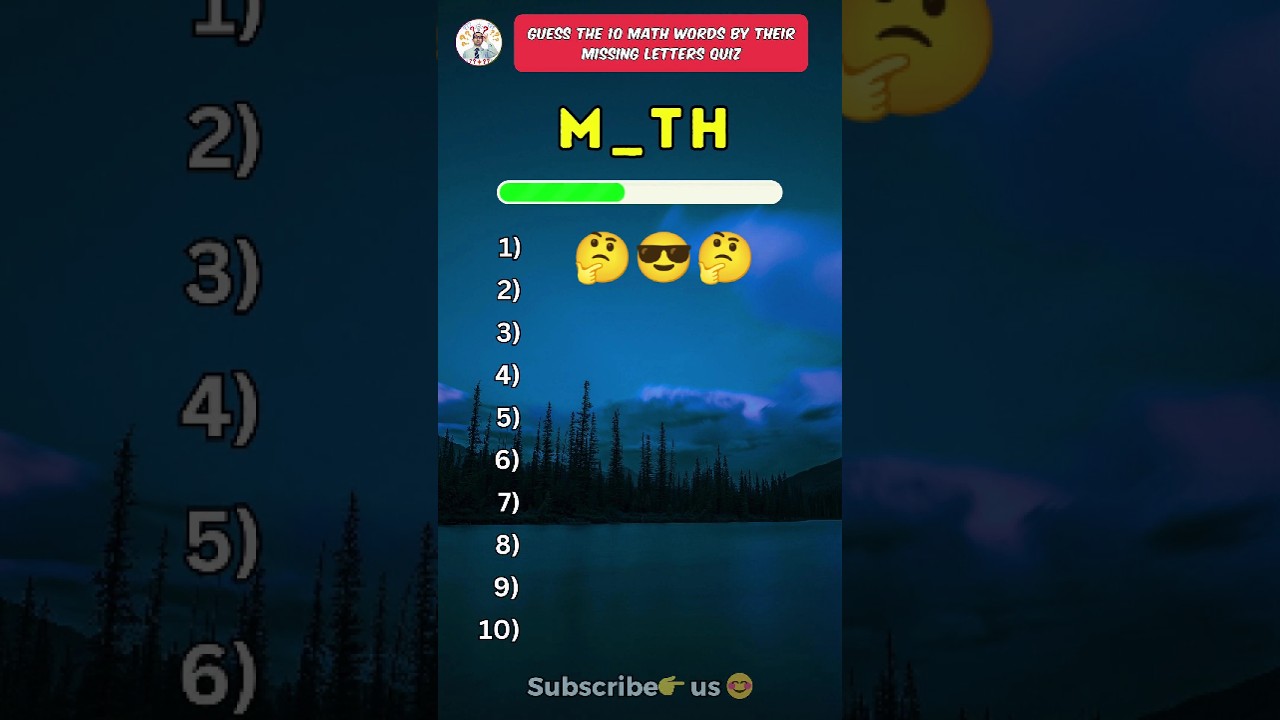 Guess the 10 math words by their missing letters quiz 👉 Part 2 🤔