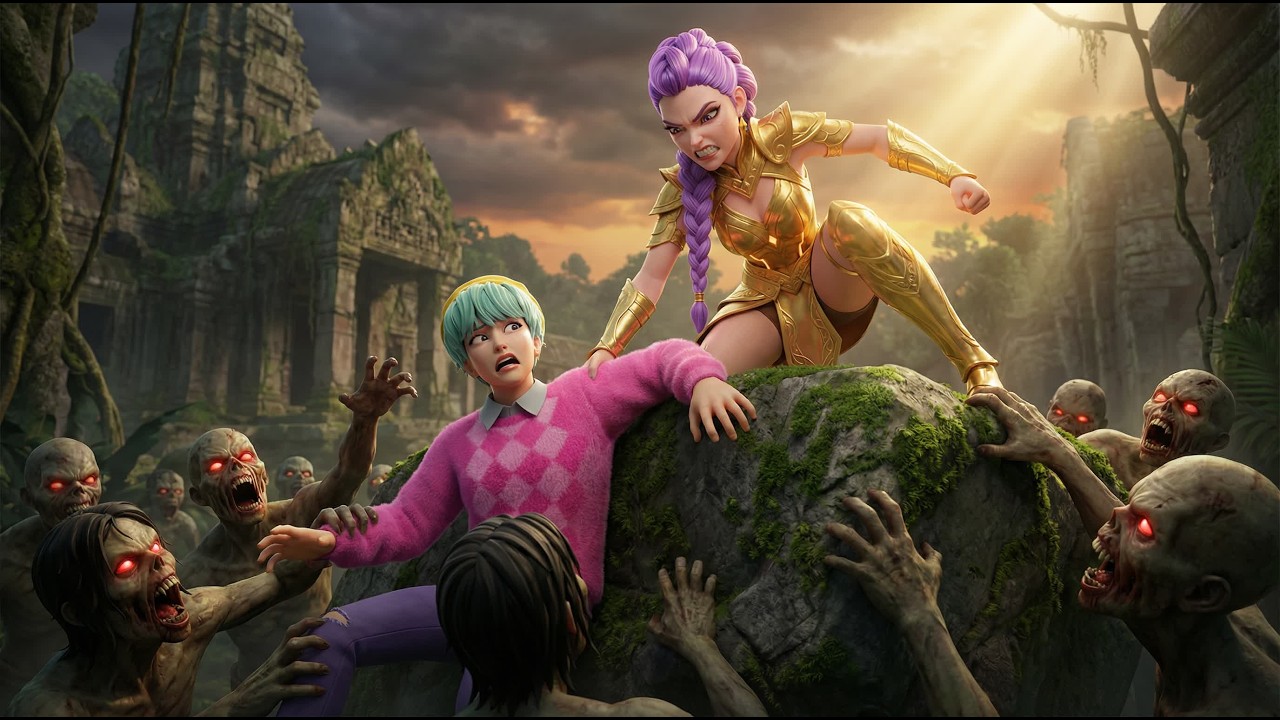 Brave Rumi Fights A Zombie Horde To Save Mystery Saja! ⚔️🔥 | KPOP Demon Hunters