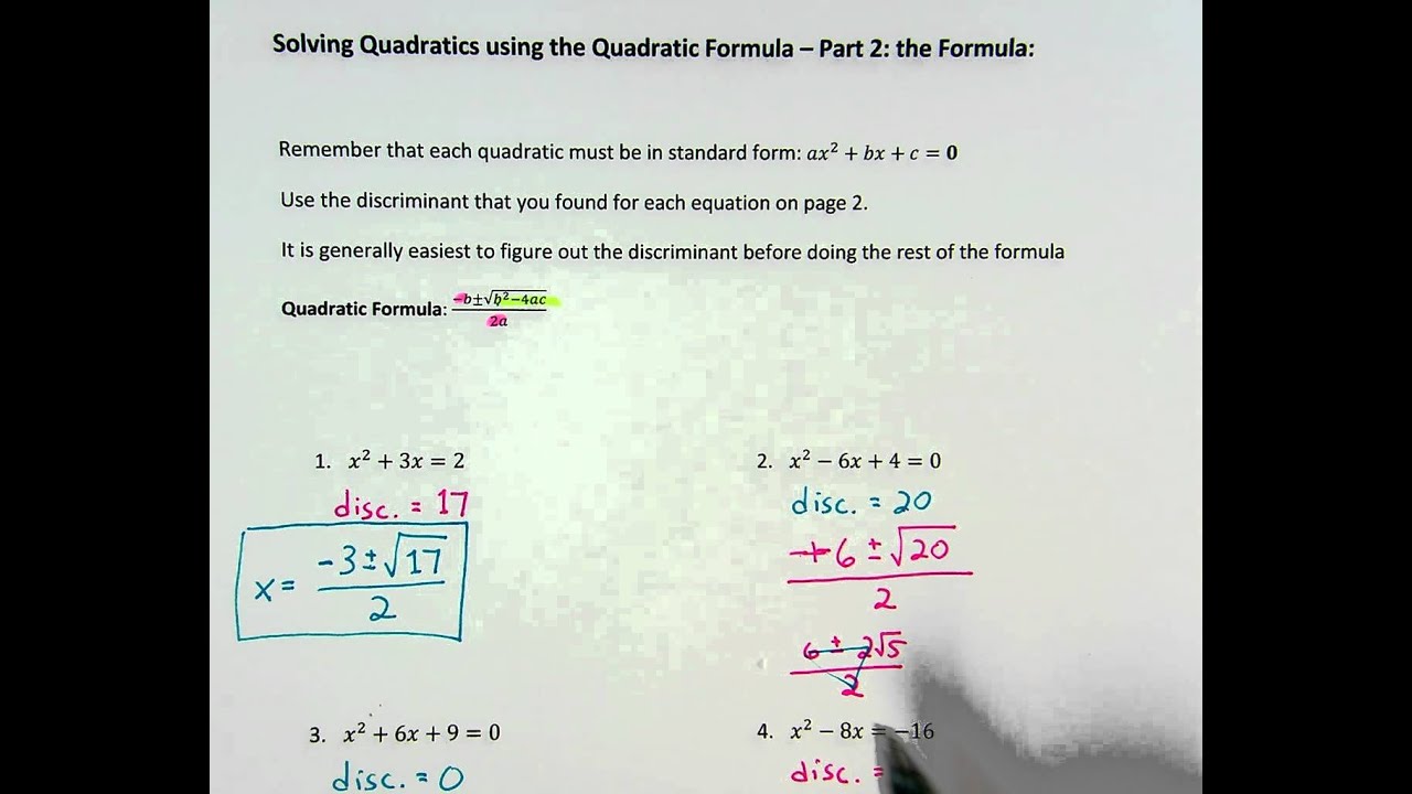 Two Real Solutions Examples Quadratic Formula ex. 2 (two real solutions) - YouTube