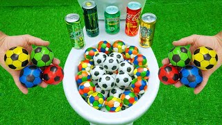 Experiment: Football VS Coca Cola Zero, Fanta, Mtn Dew, Mirrinda and Mentos in the toilet #007