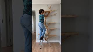 I Turned a Tree Into an Incredible Bookshelf 🌳 #interiordesign #diy