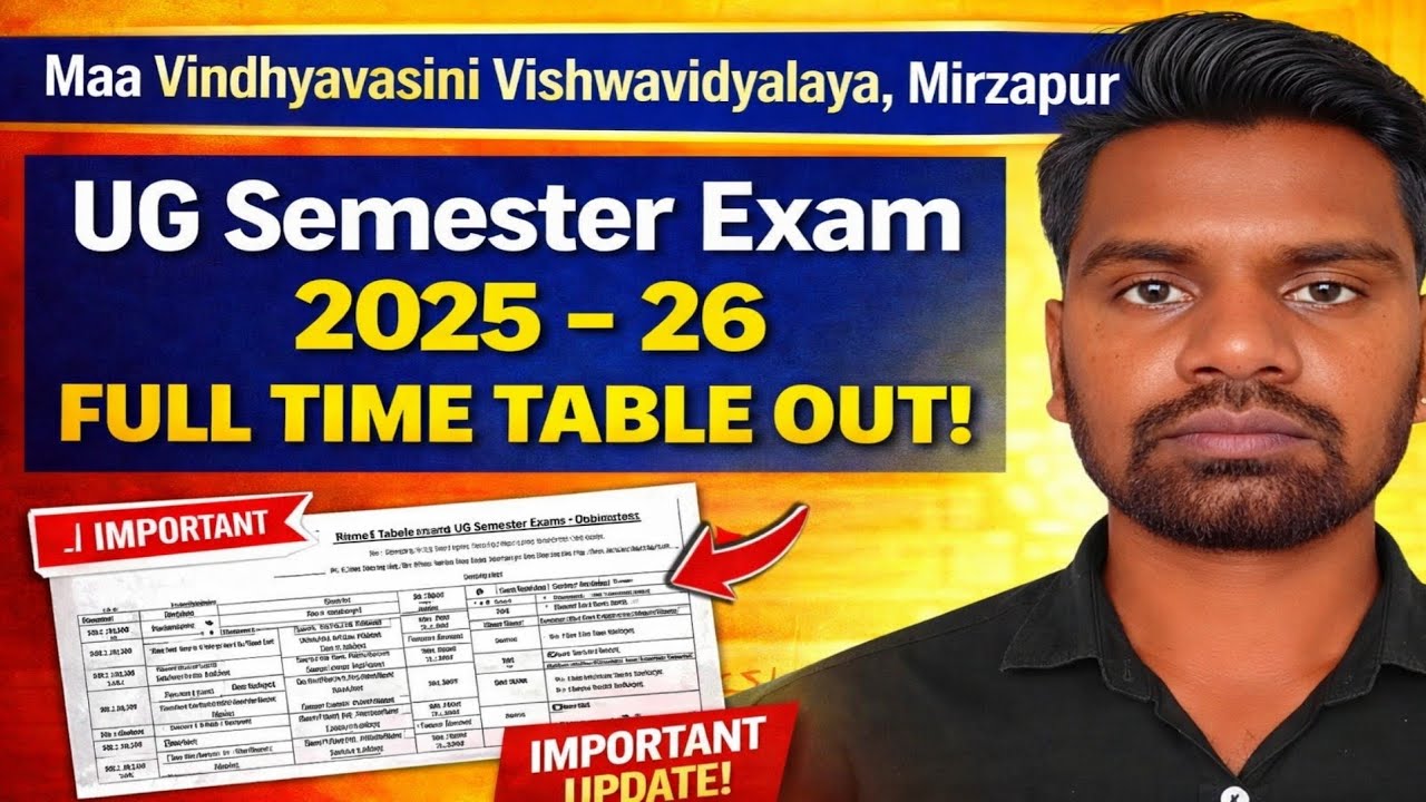 MVVU UG Semester Exam Time Table 2025–26 | Maa Vindhyavasini University Mirzapur