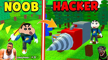 SHINCHAN NOOB vs PRO vs HACKER in CUT TREES ROBLOX with FRANKLIN & CHOP | DREAM SQUAD