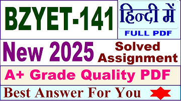BZYET 141 solved assignment 2025 in Hindi || bzyet 141 solved assignment 2024-25 || bzyet141 2025