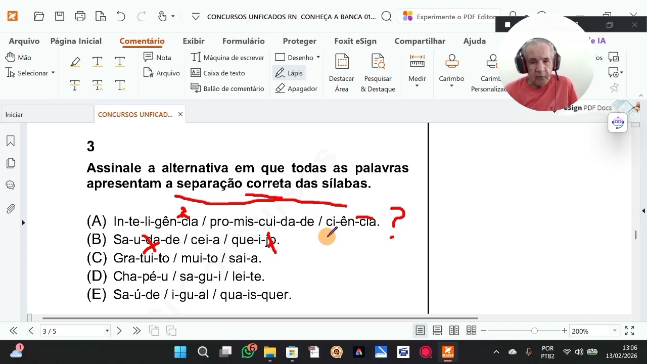 SEPARAÇÃO DE SILABAS (Resolvendo questão de prova)