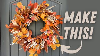 How to make a fall wreath with bright fall foliage! DIY HIGH END wreath tutorial