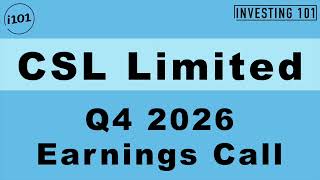 Details CSL Limited Q4 2026 Earnings Call | FY26 Underlying NPATA Hits $3.1B & Revenue Up to $15.8B Update