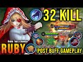 NEW BUFF!! 32 Kills Ruby New Build and Emblem 100% Deadly!! - Build Top 1 Global Ruby ~ MLBB