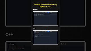 Python vs C++ Count Even Numbers in Array #python #c++ #coding #programming #shorts