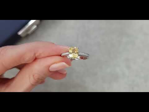 Кольцо с золотым сапфиром 2,06 карат и бриллиантами в белом золоте 750 пробы Видео  № 2