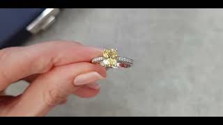 Ring With 2.06 Ct Yellow Sapphire And Diamonds In 18K White Gold 6410