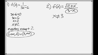 Math 151 : 1.2 #1, #2 (PreCalculus Tutorial : Domain & Range, Piecewise Functions)