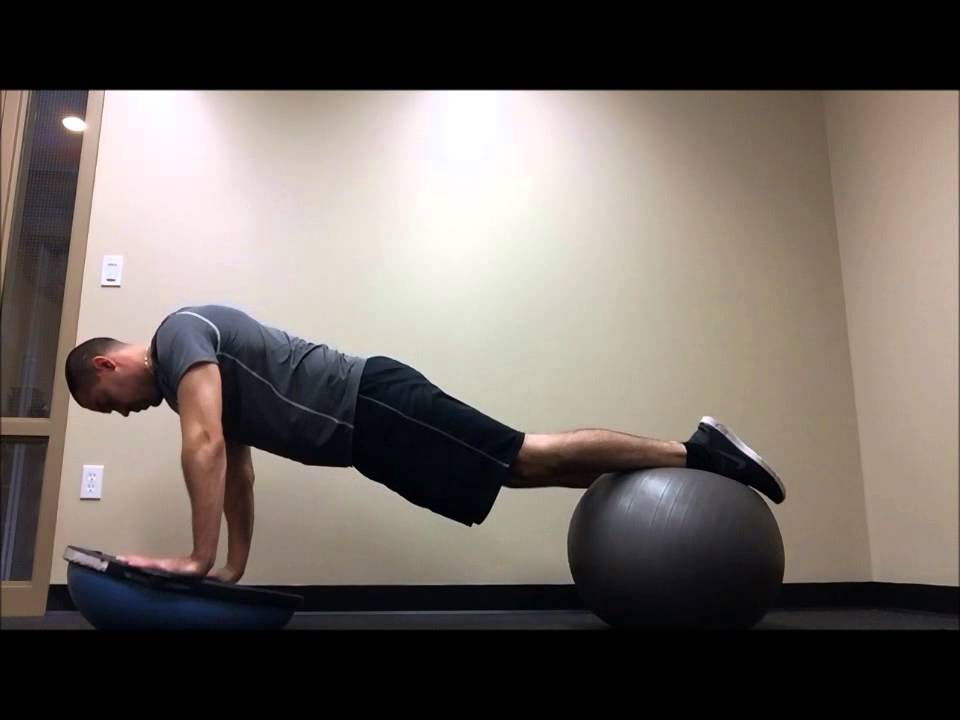 Stability Ball Knees To Chest on BOSU YouTube