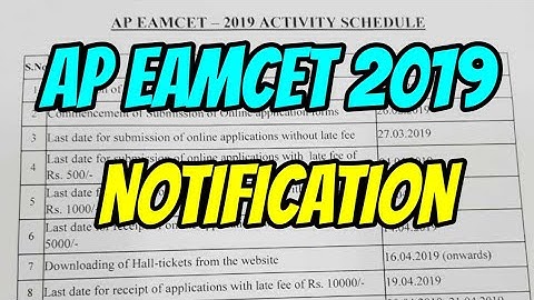 AP EAMCET 2019 NOTIFICATION | APPLICATION FORM DATE