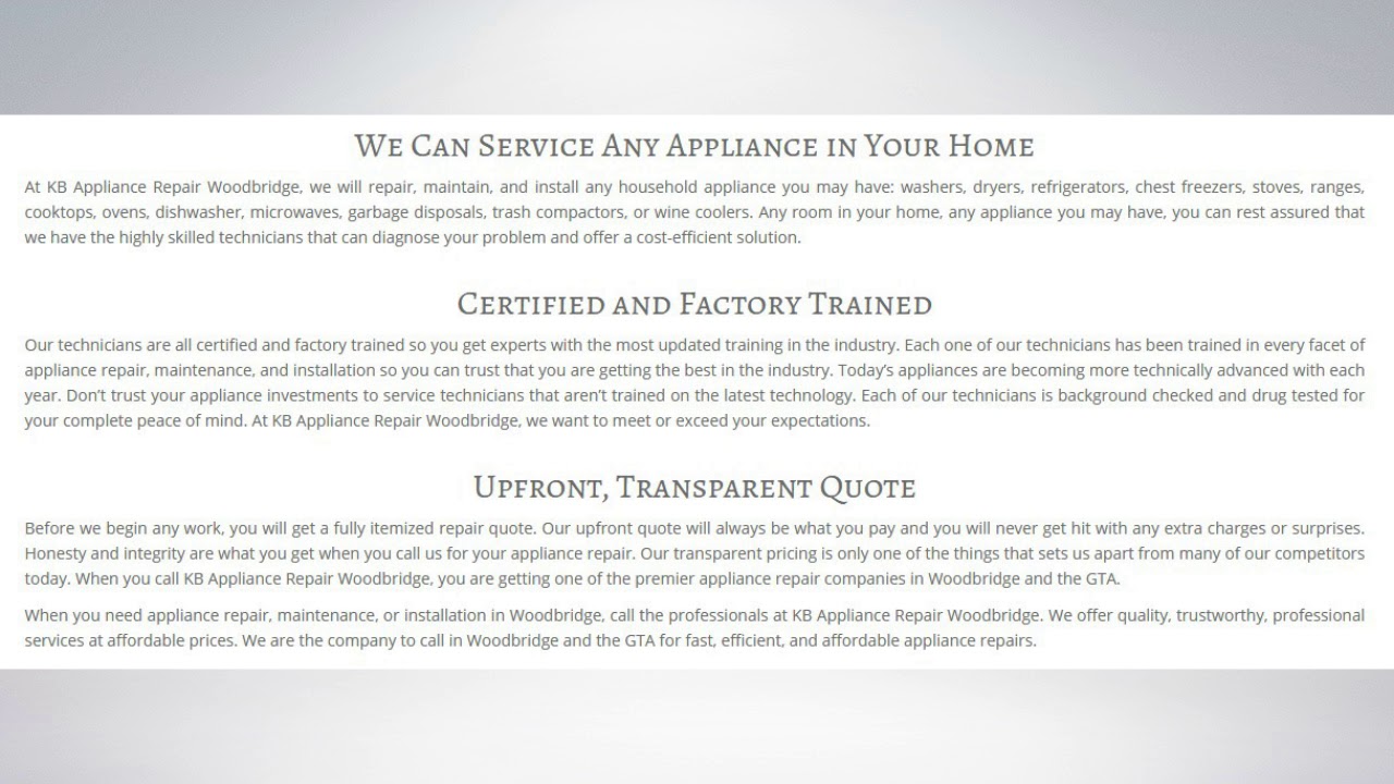 Top Appliance Repair Woodbridge KB Appliance Repair Woodbridge YouTube