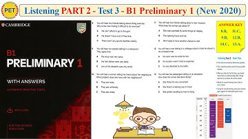 Preliminary 1 - Listening Part 2 Test 3 (2020 + Transcript + Key)